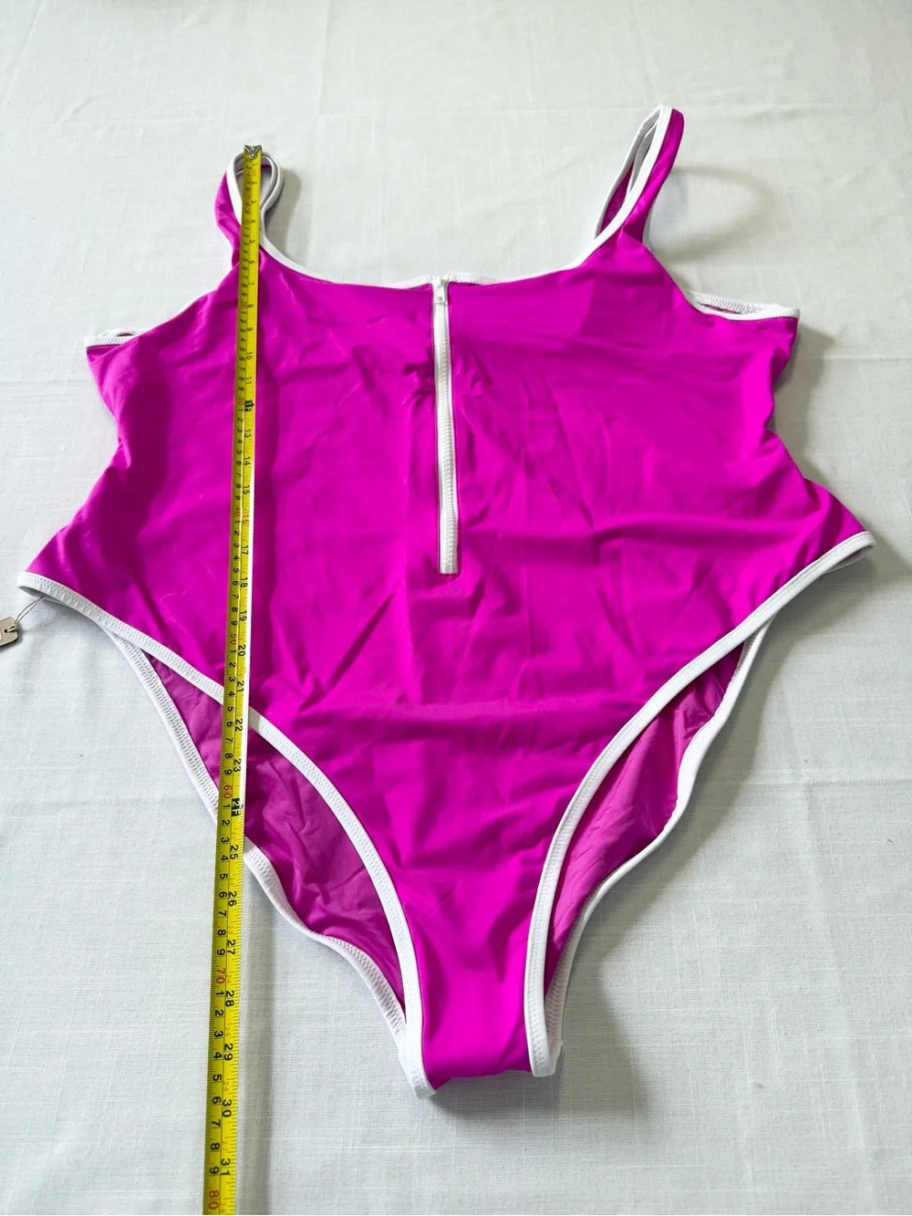 Skims Pink White Sporty Zipper Scoop One Piece Swimsuit Women’s Plus Size 4X